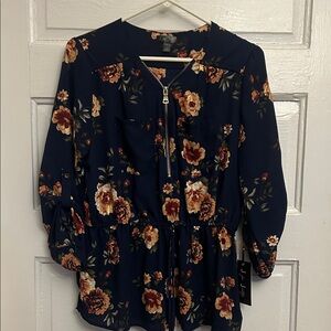J for Justify Navy Floral Blouse